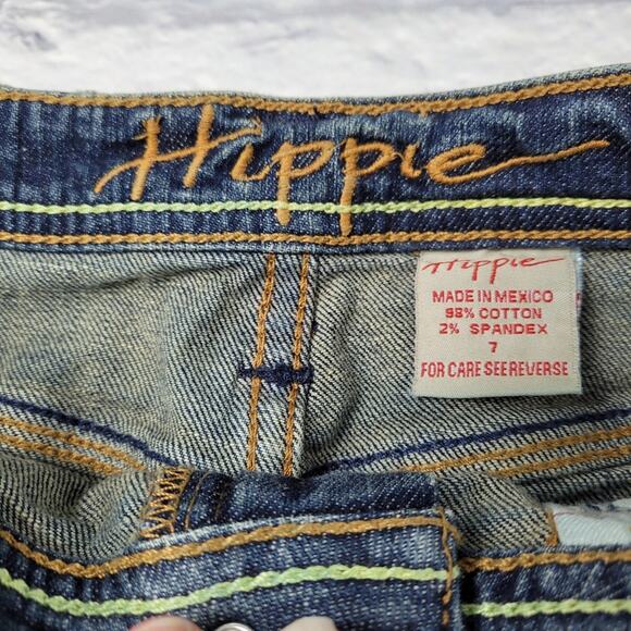 Hippie Denim Pencil Skirt with Front Vent and Metal Lock Charm size 7 - Picture 10 of 12